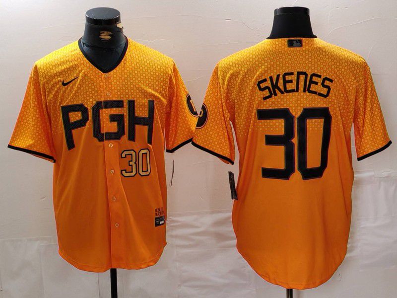 Men Pittsburgh Pirates 30 Skenes Yellow City Edition 2024 Nike MLB Jersey style 3